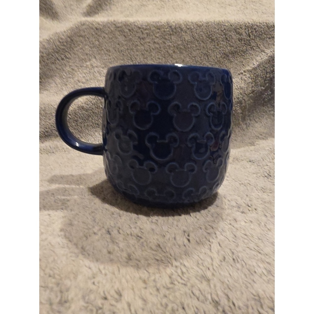 Disney Parks MICKEY MOUSE - RAISED ICON 12oz Mug Cobalt Blue Embossed Coffee Tea